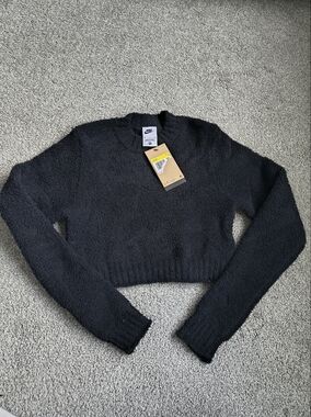 Nike Women's Black Plush Crew Neck Sweater